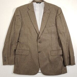 Jos. A. Bank Sport Coat Mens 44L Brown 100% Silk 2-Button Blazer Textured Tan